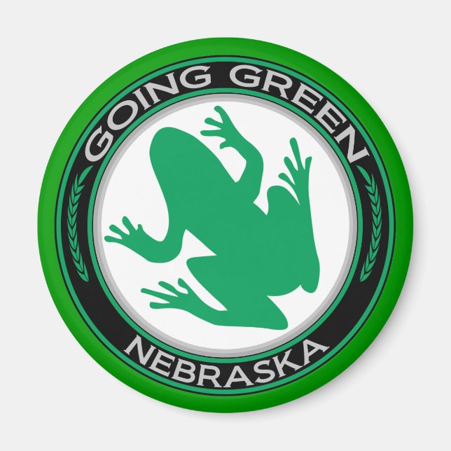 Going Green Nebraska Frog Magnet (Front)