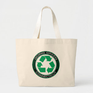 Going Green Recycle Connecticut Large Tote Bag