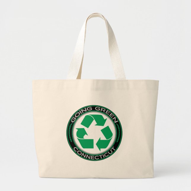 Going Green Recycle Connecticut Large Tote Bag (Front)