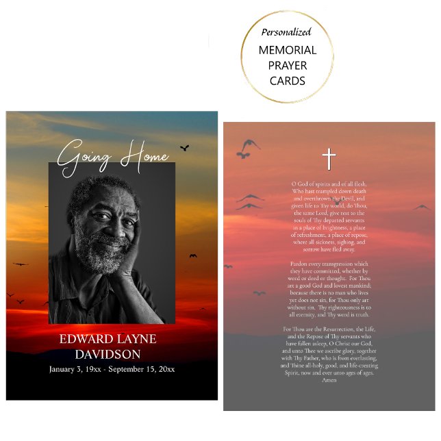 Going Home Personalised Funeral Prayer Card (Creator Uploaded)