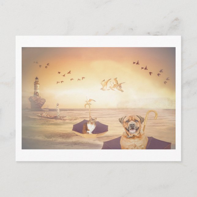 Going Home the Lighthouse Keepers Pets fantasy Postcard (Front)