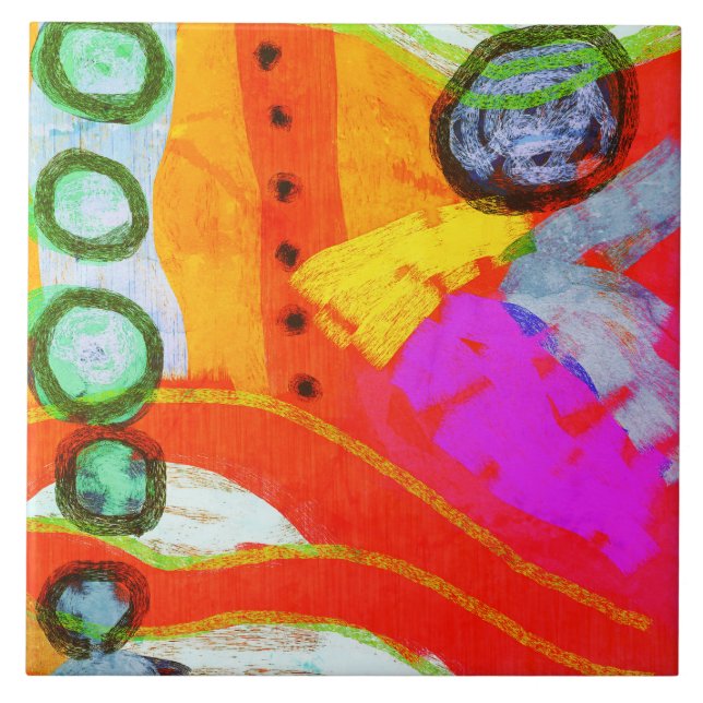 Going Nowhere Abstract Digital Painting Ceramic Tile (Front)