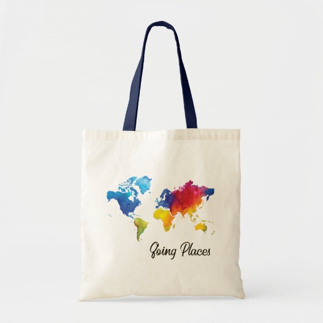 Going Places World Map Tote Bag (Front)