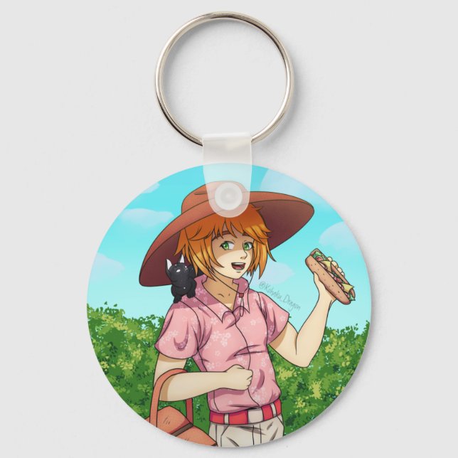 Going to a Picnic with a Cat  Key Ring (Front)