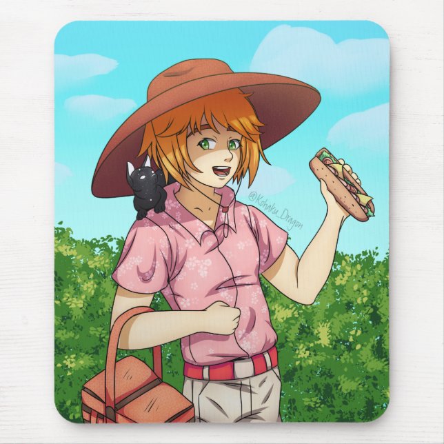 Going to a Picnic with a Cat  Mouse Pad (Front)