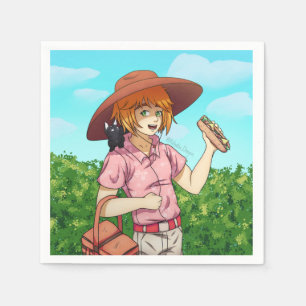 Going to a Picnic with a Cat Napkin