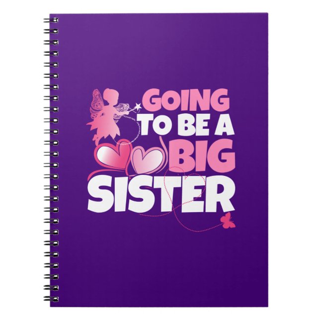 Going to be a Big Sister - Pink Fairy Hearts Notebook (Front)