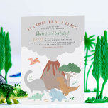 Going To Be A Blast Volcano Dinosaur Boy Birthday Invitation<br><div class="desc">It's going to be a blast! Dinosaur and volcano party invitations for kids' birthdays. This design features five cute dinosaurs, a volcano, a tree, and some jungle greenery. The event details appear in the billowing smoke of the volcano. Cards reverse to an earthy terracotta colour with a white dots pattern....</div>