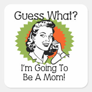 Going To Be a Mum Green Blue Square Sticker