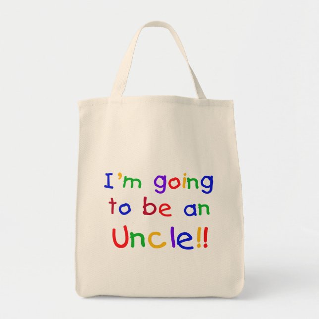 Going to be an Uncle Primary Colours Text Tote Bag (Front)