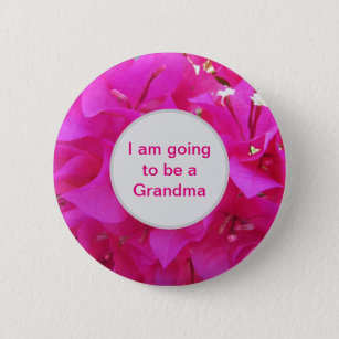 Going to be Grandma Bright Pink Azalea Flower 6 Cm Round Badge