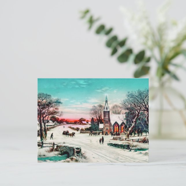 Going to Church, Christmas Eve by J. Hoover & Son  Postcard (Standing Front)