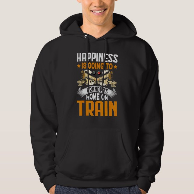 Going To Grandpa's On Train  Trains Engineer Graph Hoodie (Front)