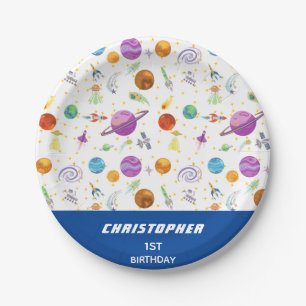 Going to Space Birthday Personalised Paper Plate