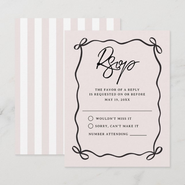 Going to the Chapel Coquette Bow Wedding RSVP Card (Front/Back)