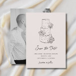 Going to the Chapel Photo Wedding Save The Date<br><div class="desc">“Going to the chapel” wedding design featuring a cute hand -drawn wedding cake illustration set against a colorful background. Add your favorite photo or engagement photo to the back. This playful yet elegant design blends minimalist line art with bold color for a fresh,  contemporary bridal aesthetic.</div>