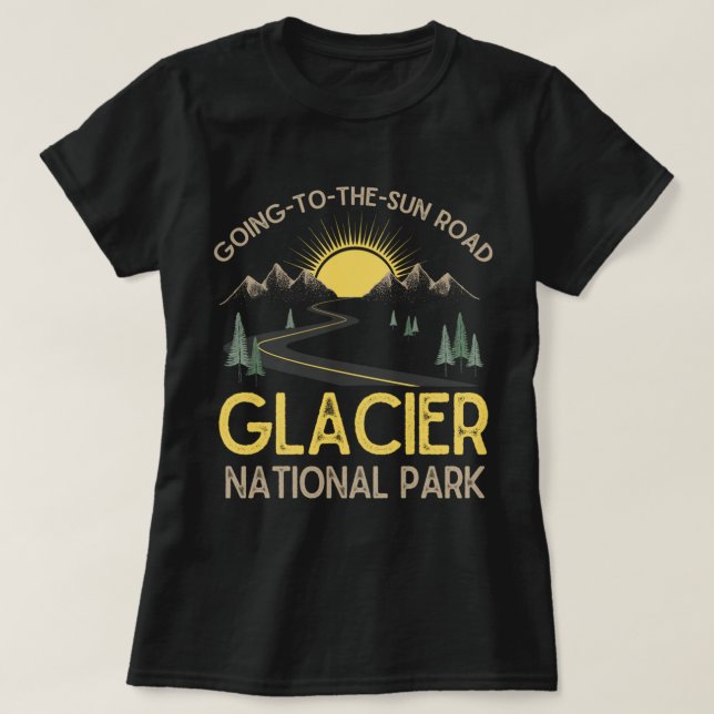 Going-To-The-Sun Road Glacier National Park Retro  T-Shirt (Design Front)