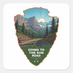 Going To The Sun Road Glacier NP Arrowhead Square Sticker