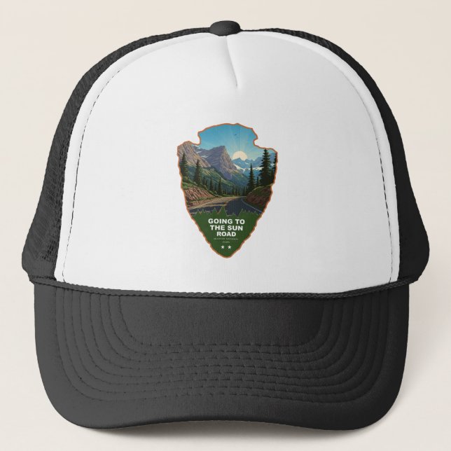 Going To The Sun Road Glacier NP Arrowhead Trucker Hat (Front)