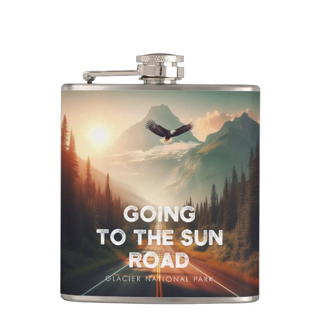 Going To The Sun Road Montana Eagle Hip Flask (Front)