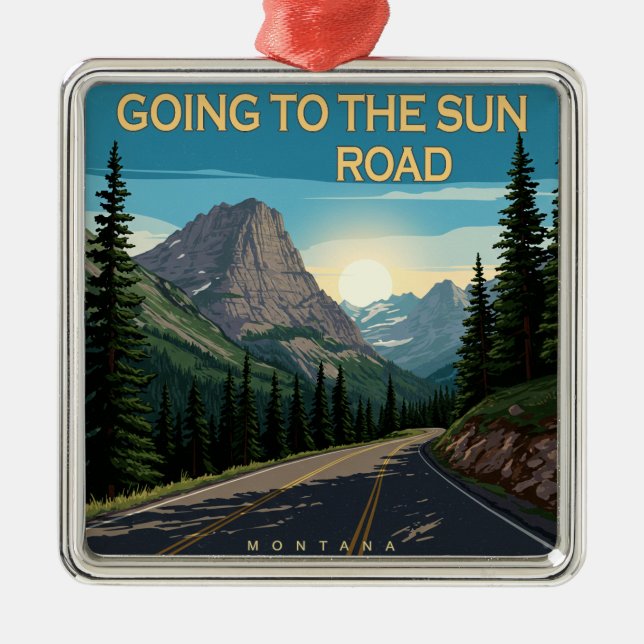 Going To The Sun Road Montana Landscape Metal Ornament (Front)