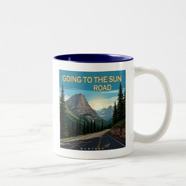 Going To The Sun Road Montana Landscape Two-Tone Coffee Mug (Right)