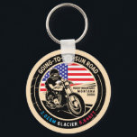Going to the Sun Road Montana Motorcycle Key Ring<br><div class="desc">Going-to-the-Sun Road done in a vintage,  distressed style emblem. It is a famous scenic drive found in Montana and Glacier National Park.</div>