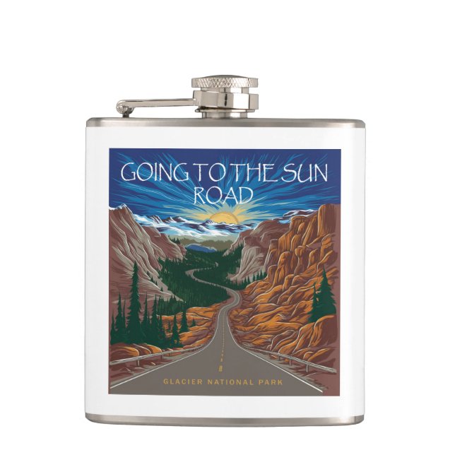 Going To The Sun Road Montana Vista Hip Flask (Front)