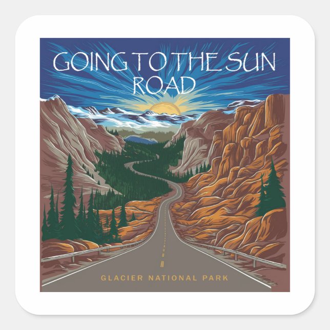 Going To The Sun Road Montana Vista Square Sticker (Front)