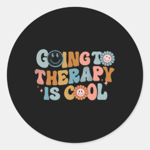 Going To The Therapy Is Cool Retro Feminist Classic Round Sticker
