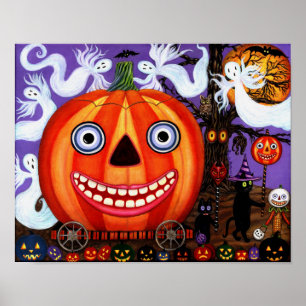 Going Trick-Or-Treating Halloween Pumpkin Ghosts Poster