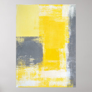 'Going Up' Grey and Yellow Abstract Art Poster