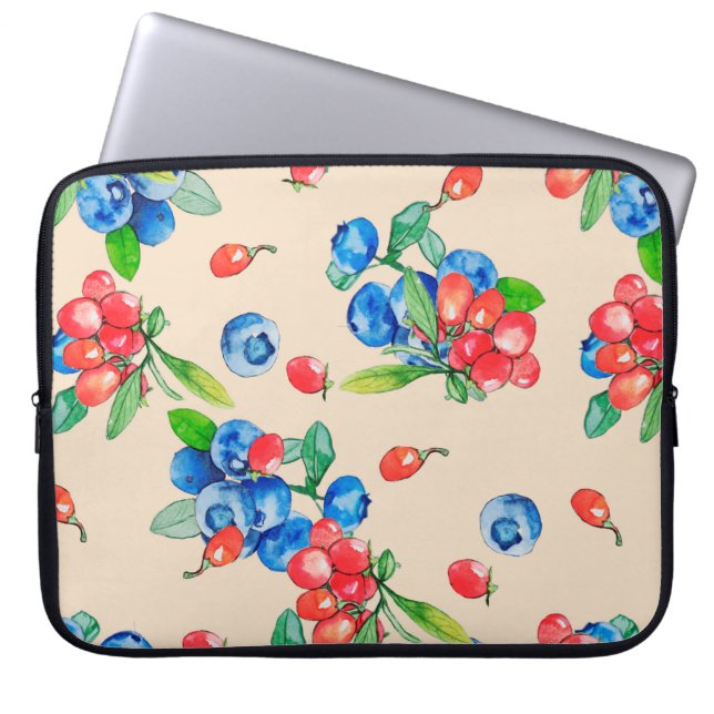 Goji berry and Blueberry watercolor illustration p Laptop Sleeve (Front)