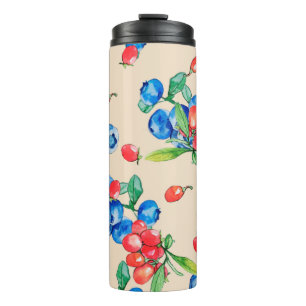 Goji berry and Blueberry watercolor illustration p Thermal Tumbler