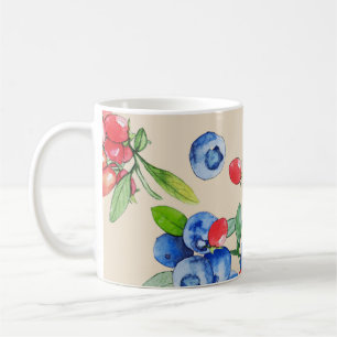 Goji, blueberry: watercolor illustration pattern. coffee mug