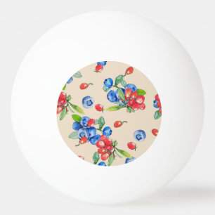 Goji, blueberry: watercolor illustration pattern. ping pong ball