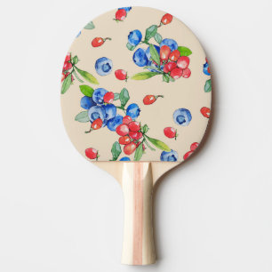Goji, blueberry: watercolor illustration pattern. ping pong paddle