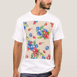 Goji, blueberry: watercolor illustration pattern. T-Shirt