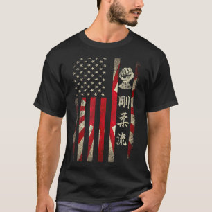 Goju Ryu Karate USA American Japanese Flag Dojo T-Shirt