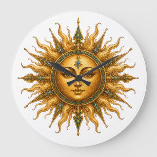 Gol Bano Collection Persian Golden Sun Wall Cloc Large Clock