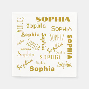 Gol Custom Name Collage Birthday party Napkin