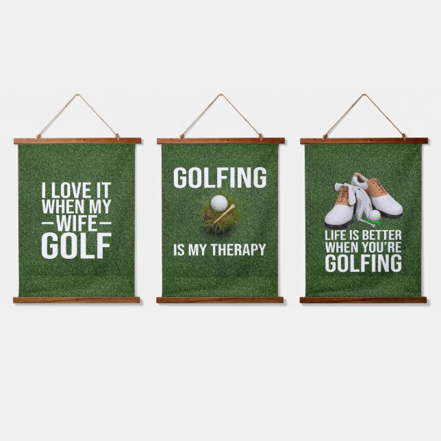 Gol Funny Quotes for Golfer  Hanging Tapestry (Triple)