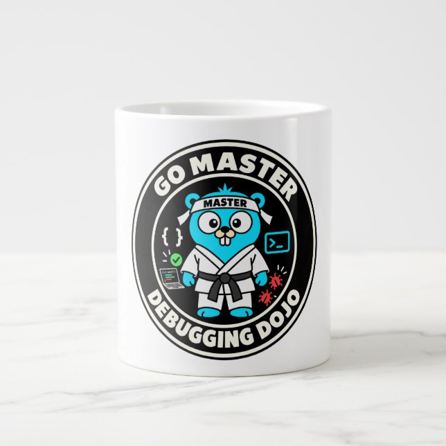 Golang Gopher, Go language mascot. Programming Large Coffee Mug (Front)
