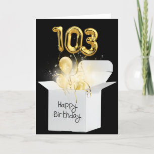 Gold 103rd Birthday Balloons In White Box Card