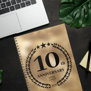 Gold 10th Anniversary Custom Business Logo Notebook