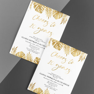 Gold 10th Wedding Anniversary Invitation