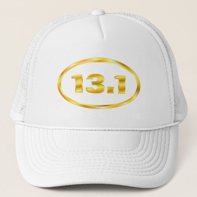 Gold 13.1 Half Marathon Oval Trucker Hat (Front)