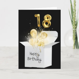 Gold 18th Birthday Balloons In White Box Card