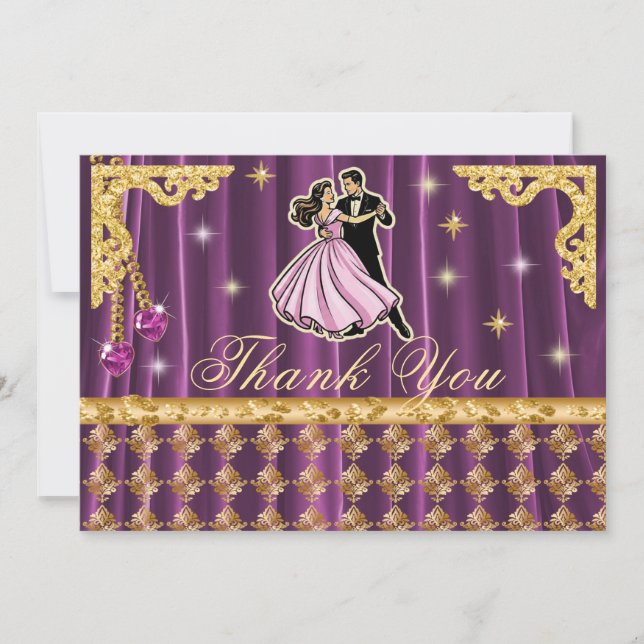 Gold 18th Birthday Thank You with Dancers  (Front)