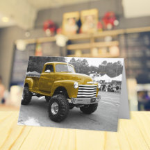 Gold 1950s Hot Rod Truck Greeting Card